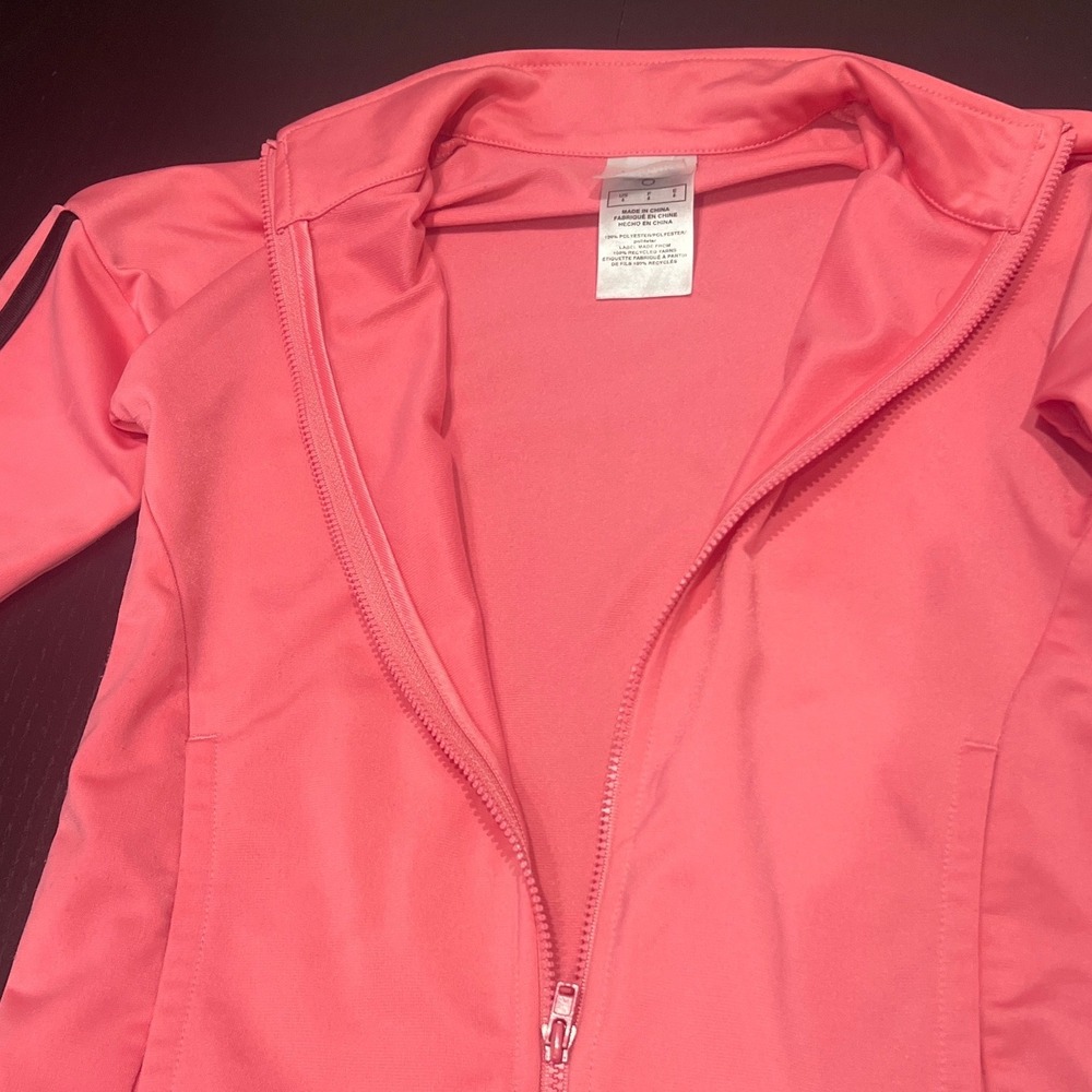 Kids Adidas Track Jacket‎ Coral Pink Full Zip Size 6 Recycled Polyester - Picture 5 of 6